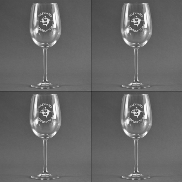 Maryland Camaro Club Logo Set of Four Personalized Wineglasses - Approval