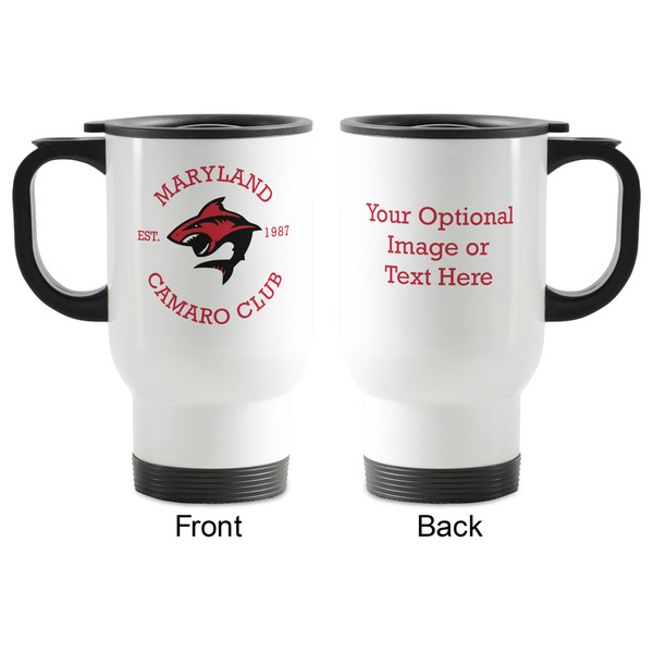 Maryland Camaro Club Logo Stainless Steel Travel Mug with Handle - Front & Back