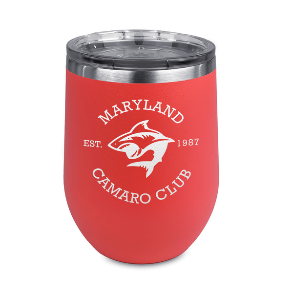 Custom Maryland Camaro Club Logo Stemless Stainless Steel Wine Tumbler - Coral - Double-Sided