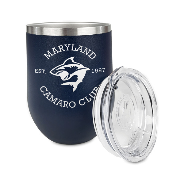 Maryland Camaro Club Logo Stainless Wine Tumblers - Navy - Double Sided - Alt View