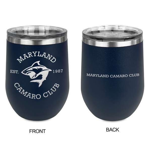 Maryland Camaro Club Logo Stainless Wine Tumblers - Navy - Double Sided - Approval