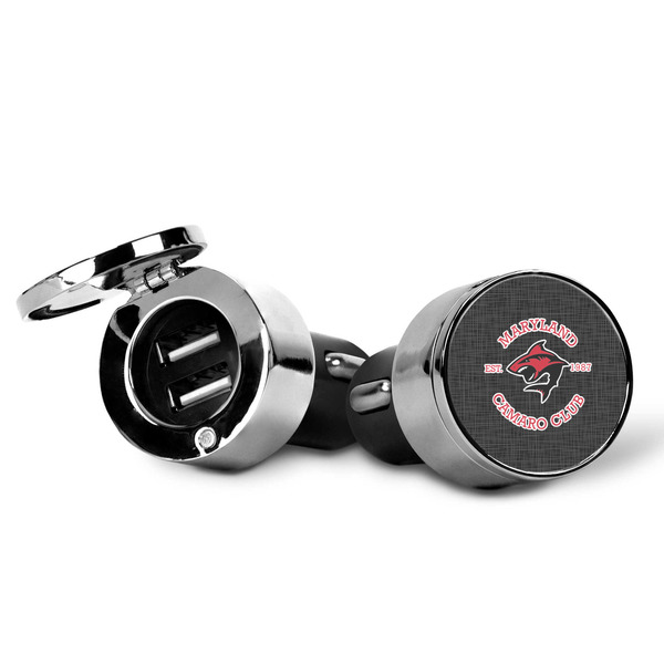 Maryland Camaro Club Logo USB Car Charger - Open & Closed
