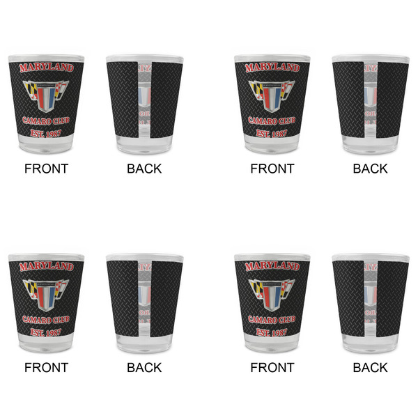 Maryland Camaro Club Logo2 Glass Shot Glass - Standard - Set of 4 - Front & Back