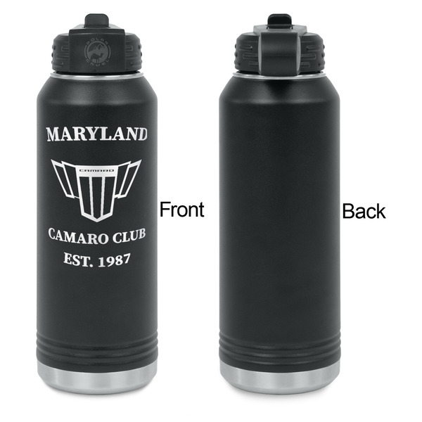 Maryland Camaro Club Logo2 Laser Engraved Water Bottles - Front Engraving - Front & Back View