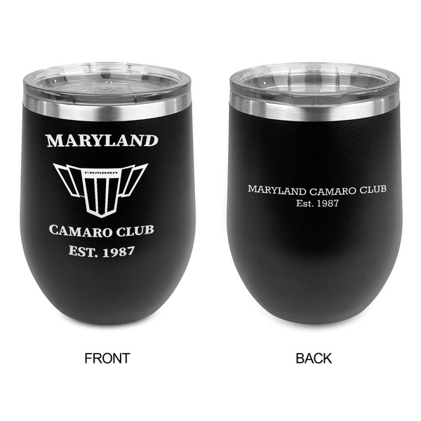 Maryland Camaro Club Logo2 Stainless Wine Tumblers - Black - Double Sided - Approval