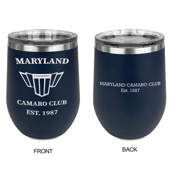 Maryland Camaro Club Logo2 Stainless Wine Tumblers - Navy - Double Sided - Approval