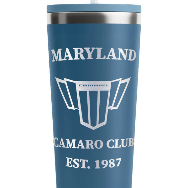 Maryland Camaro Club Logo2 Steel Blue RTIC Everyday Tumbler - 28 oz. - Close Up