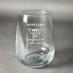 Maryland Camaro Club Logo2 Stemless Wine Glass - Laser Engraved