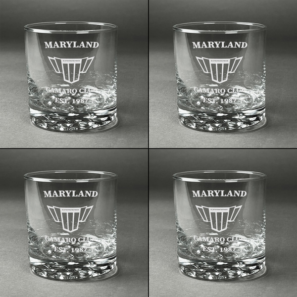 Maryland Camaro Club Logo2 Whiskey Glasses - Set of 4 - Front