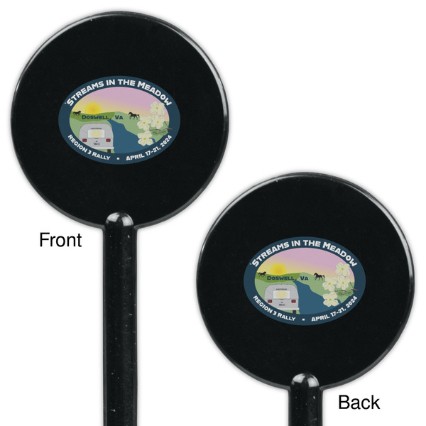 Region 3 - 2024 Rally Black Plastic 5.5" Stir Stick - Double Sided - Round - Front & Back