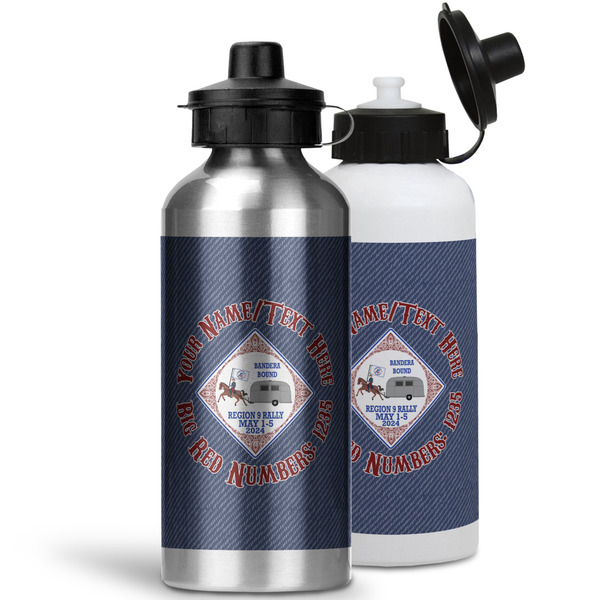 Bandera Region 9 Rally Aluminum Water Bottles - MAIN (white &silver)