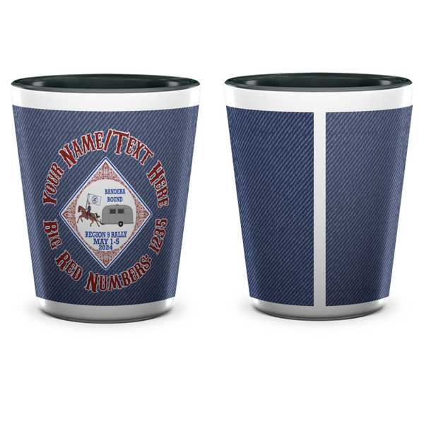 Bandera Region 9 Rally Ceramic Shot Glass - Two Tone - Front & Back