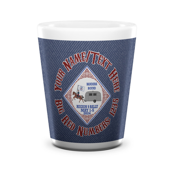 Bandera Region 9 Rally Ceramic Shot Glass - White - Front