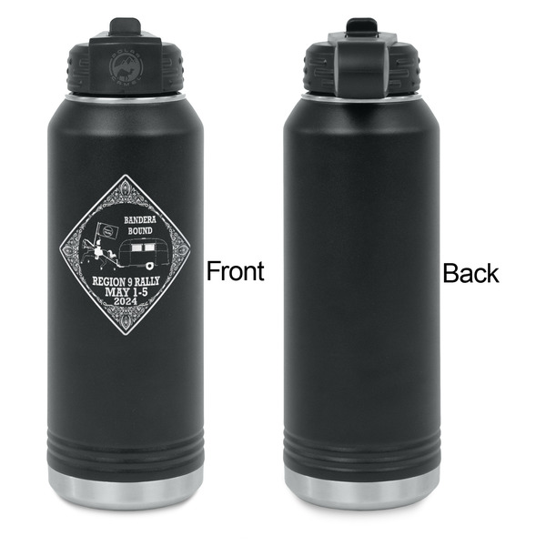 Bandera Region 9 Rally Laser Engraved Water Bottles - Front Engraving - Front & Back View