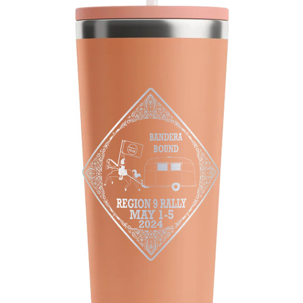 Bandera Region 9 Rally Peach RTIC Everyday Tumbler - 28 oz. - Close Up