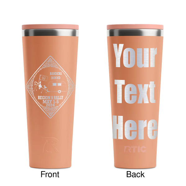 Bandera Region 9 Rally Peach RTIC Everyday Tumbler - 28 oz. - Front and Back