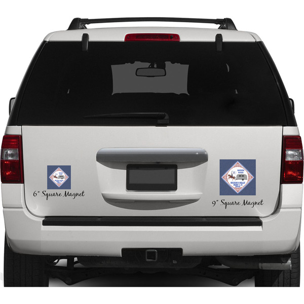 Bandera Region 9 Rally Personalized Square Car Magnets on Ford Explorer