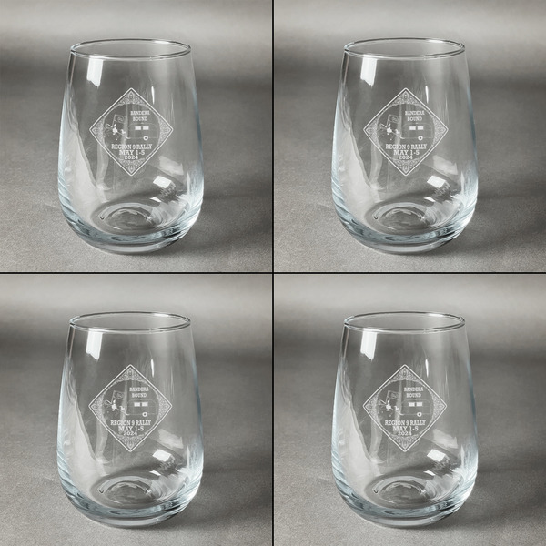 Bandera Region 9 Rally Set of Four Personalized Stemless Wineglasses (Approval)