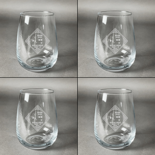 Bandera Region 9 Rally Set of Four Personalized Stemless Wineglasses (Approval)