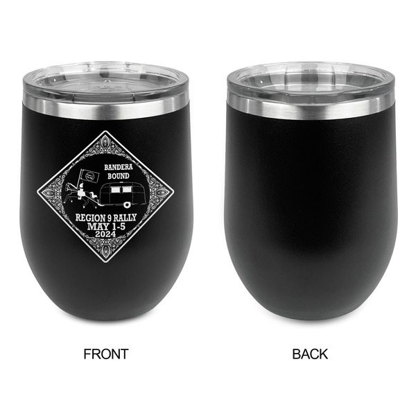 Bandera Region 9 Rally Stainless Wine Tumblers - Black - Single Sided - Approval