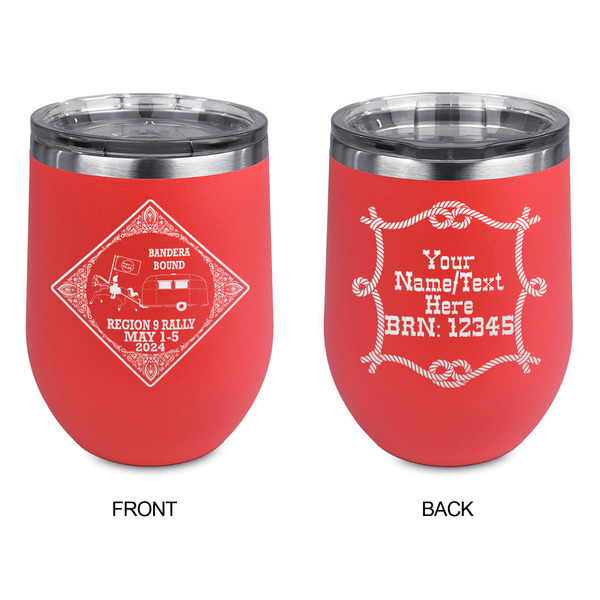 Bandera Region 9 Rally Stainless Wine Tumblers - Coral - Double Sided - Approval