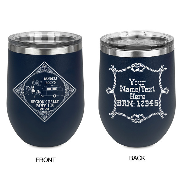 Bandera Region 9 Rally Stainless Wine Tumblers - Navy - Double Sided - Approval