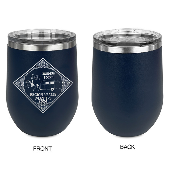 Bandera Region 9 Rally Stainless Wine Tumblers - Navy - Single Sided - Approval