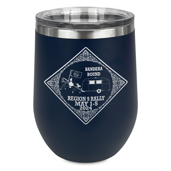 Bandera Region 9 Rally Stainless Wine Tumblers - Navy - Single Sided - Front