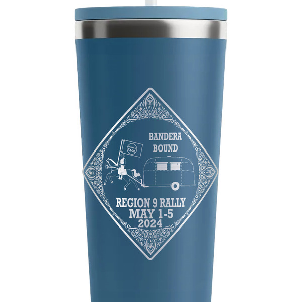 Bandera Region 9 Rally Steel Blue RTIC Everyday Tumbler - 28 oz. - Close Up