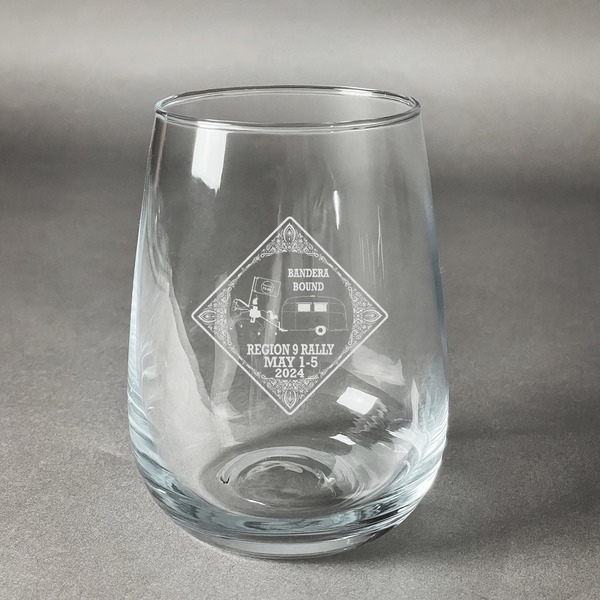 Custom Bandera Region 9 Rally Stemless Wine Glass - Laser Engraved