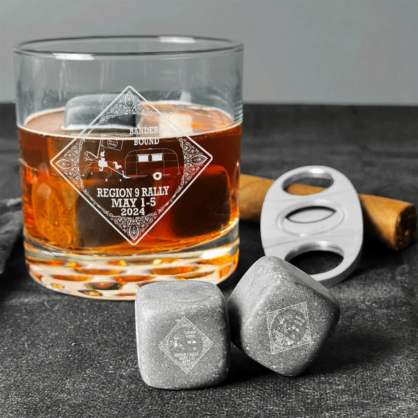 Bandera Region 9 Rally Whiskey Stones - Set of 3 - In Context