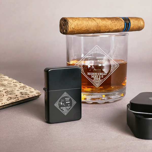Bandera Region 9 Rally Windproof Lighters - Black - In Context