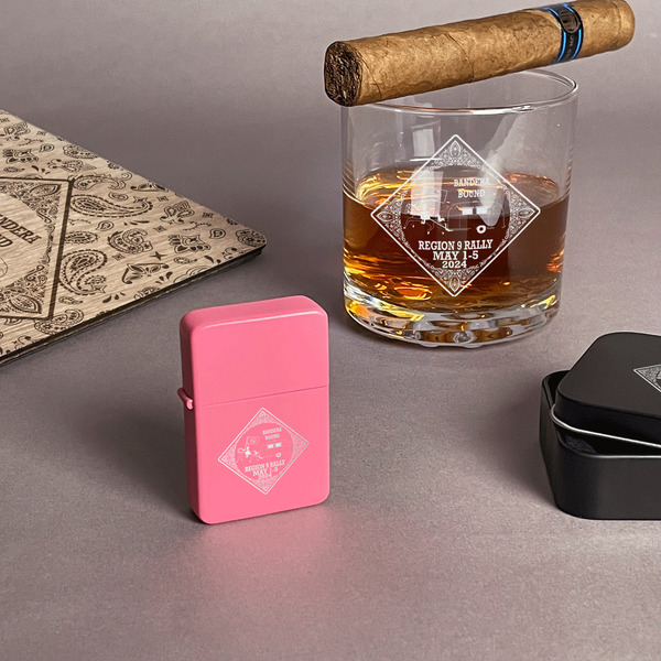 Bandera Region 9 Rally Windproof Lighters - Pink - In Context