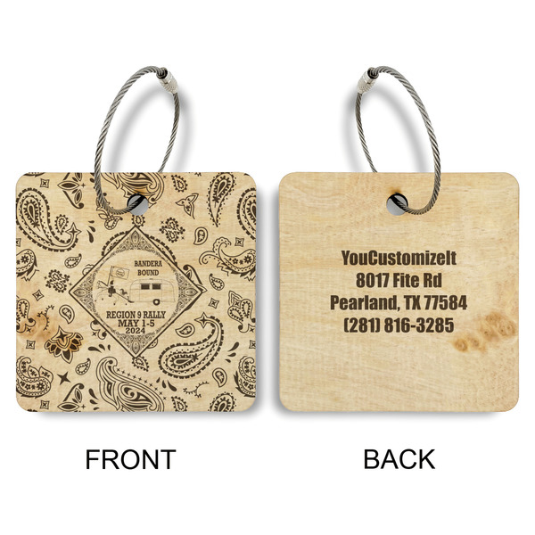 Bandera Region 9 Rally Wood Luggage Tags - Square - Approval