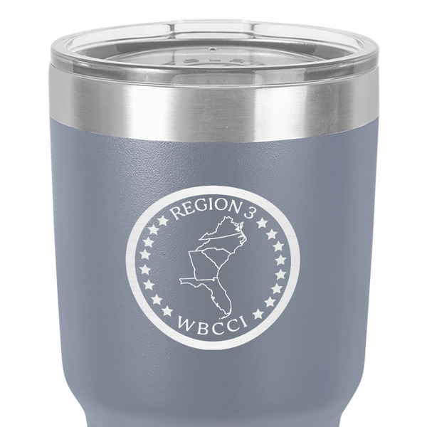 Region 3 Logo 30 oz Stainless Steel Ringneck Tumbler - Grey - Close Up