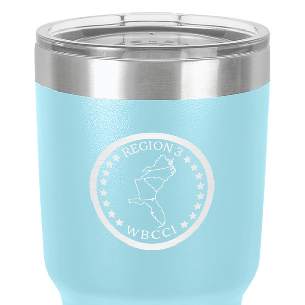 Region 3 Logo 30 oz Stainless Steel Ringneck Tumbler - Teal - Close Up