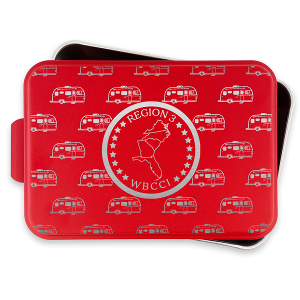Region 3 Logo Aluminum Baking Pan - Red Lid - FRONT w/lif off