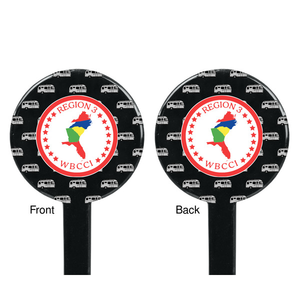 Region 3 Logo Black Plastic 7" Stir Stick - Double Sided - Round - Front & Back