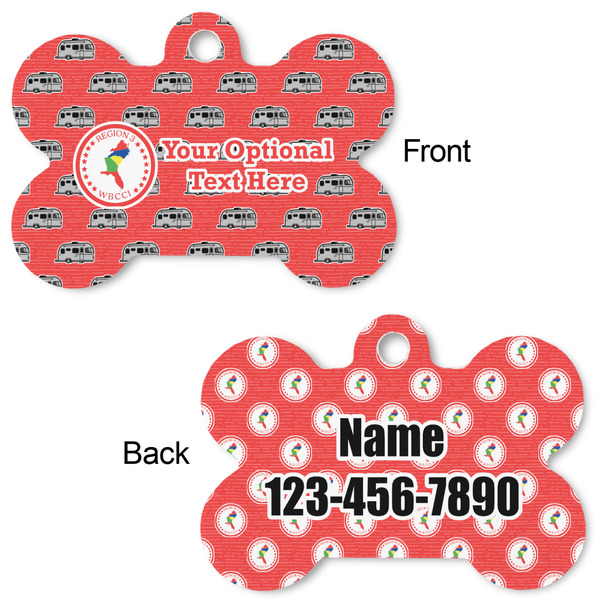 Region 3 Logo Bone Shaped Dog ID Tag - Large - Front & Back View