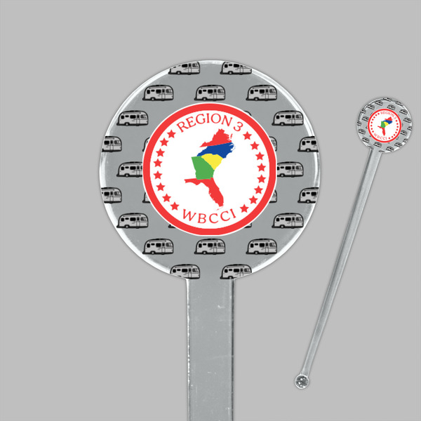 Region 3 Logo Clear Plastic 7" Stir Stick - Round - Closeup