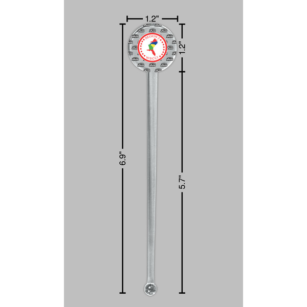 Region 3 Logo Clear Plastic 7" Stir Stick - Round - Dimensions
