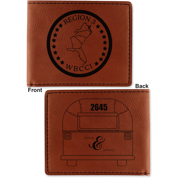 Region 3 Logo Cognac Leatherette Bifold Wallets - Front and Back