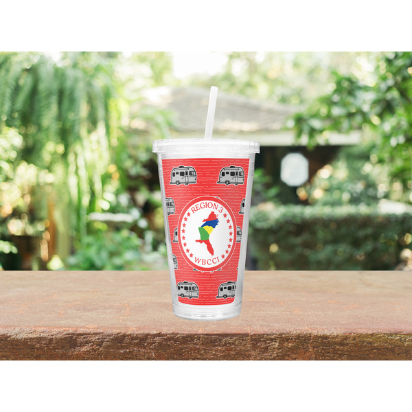 Region 3 Logo Double Wall Tumbler with Straw - Lifestyle