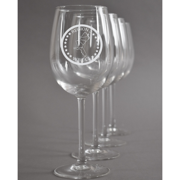 Custom Region 3 Logo Wine Glasses - Laser Engraved - Set of 4