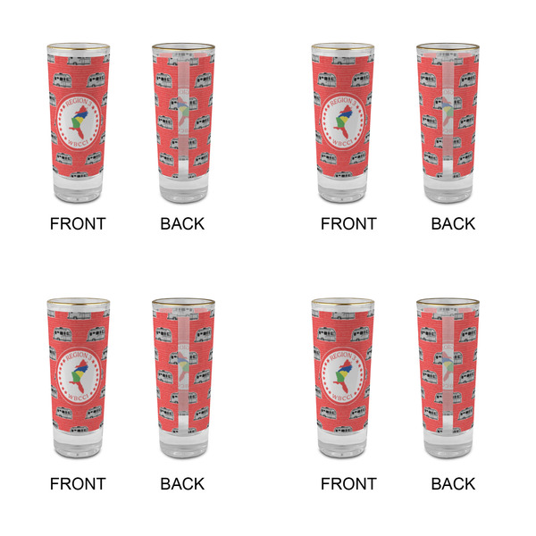 Region 3 Logo Glass Shot Glass - 2oz - Set of 4 - Front & Back