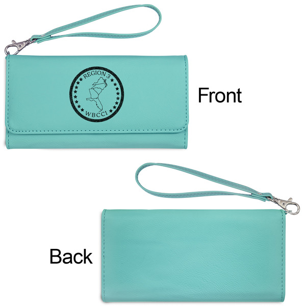 Region 3 Logo Ladies Wallets - Faux Leather - Teal - Front & Back View