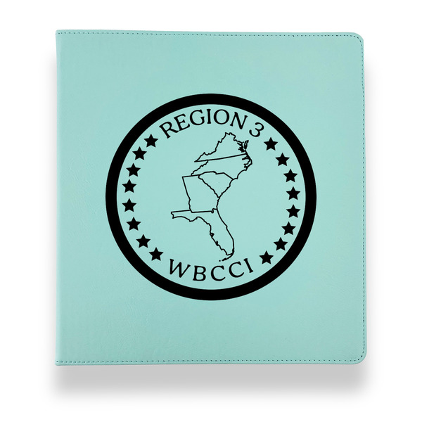 Region 3 Logo Leather Binders - 1" - Teal - Front View