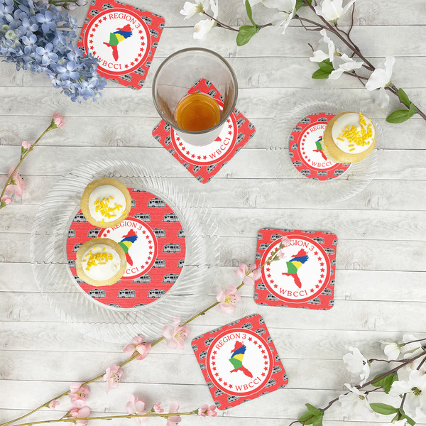 Region 3 Logo Paper Coasters - In Context