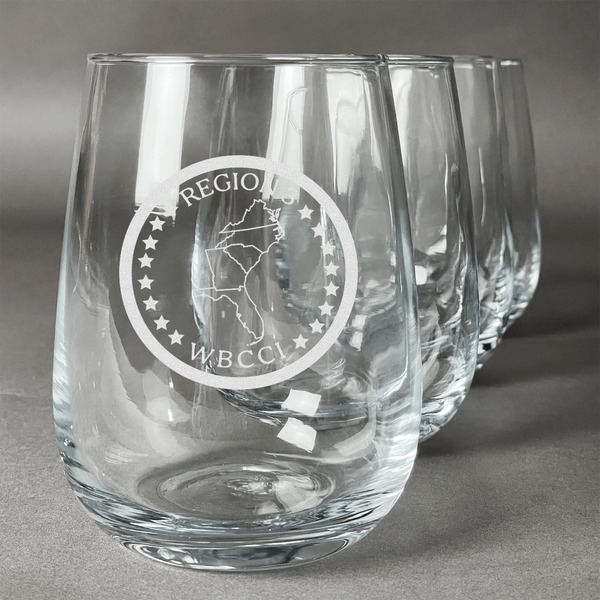 Custom Region 3 Logo Stemless Wine Glasses - Laser Engraved- Set of 4