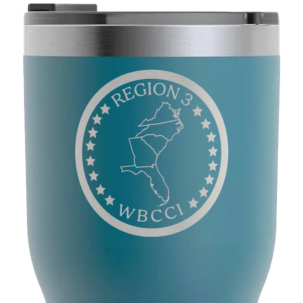 Region 3 Logo RTIC Tumbler - Dark Teal - Close Up